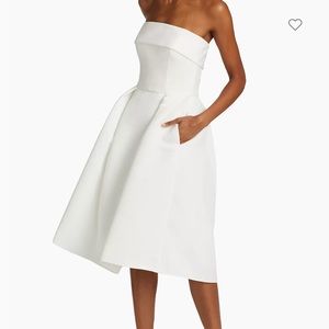 Amsale, Bridal Dress, White Strapless, Size 8, fits more like a 6 Fit and Flare